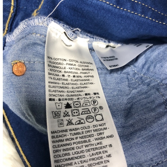 Levi's Ribcage Denim Shorts High Rise Size 32 - Picture 5 of 6